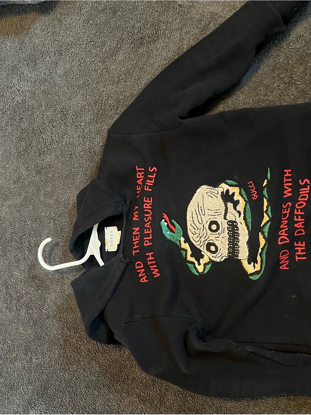 Gucci Black Hoodie with Multicolor Skull & Snake Embroidered Graphic
